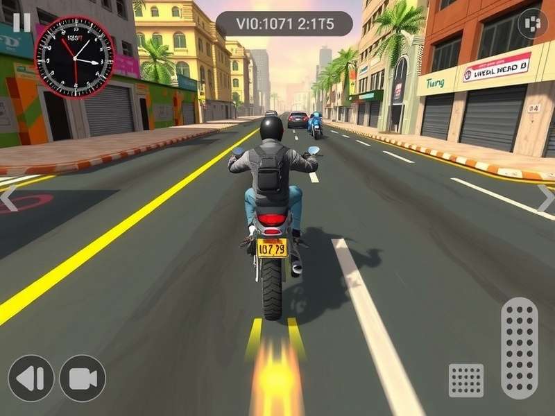Express Rider High Gear gameplay screenshot showing racing through Indian streets